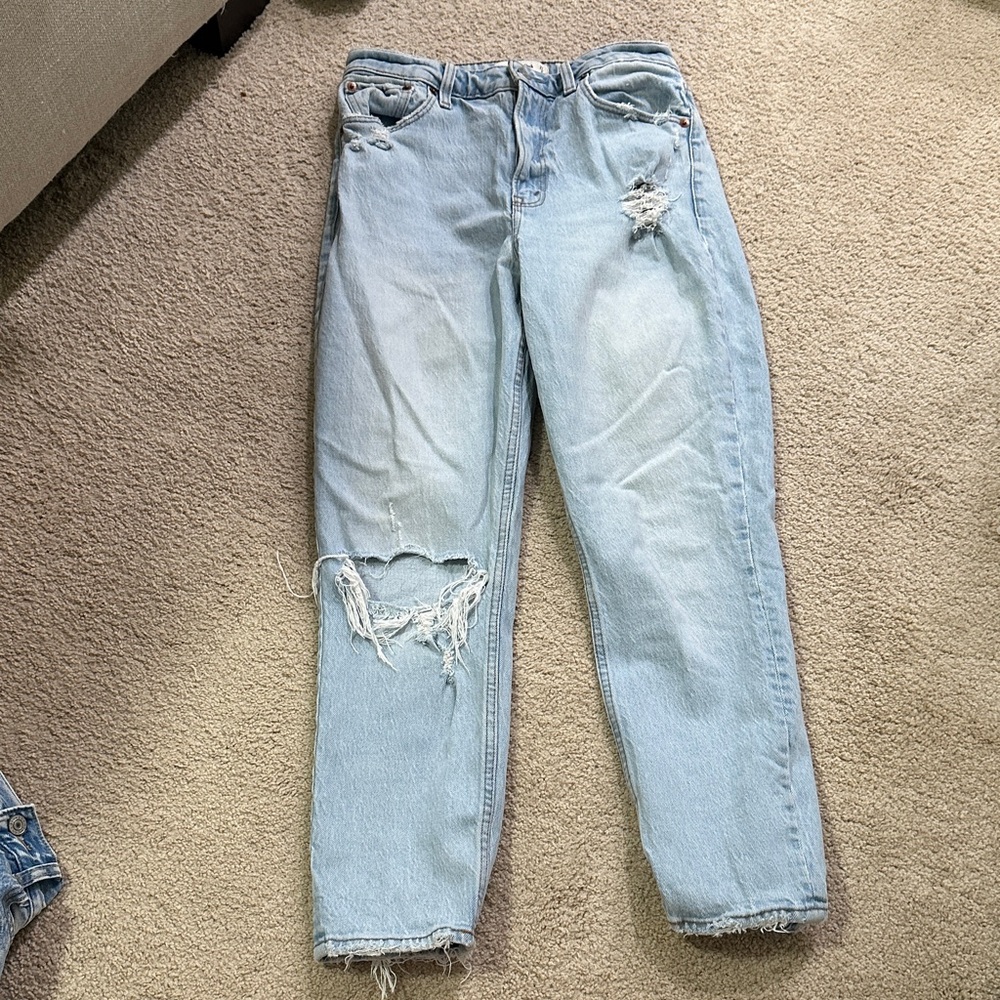 Abercrombie & Fitch Light Blue Distressed Boyfriend Jeans